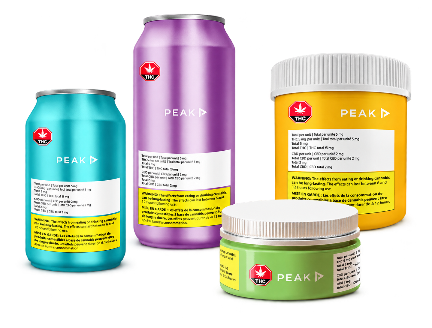 Peak-branded cannabis beverages and packaged product formats